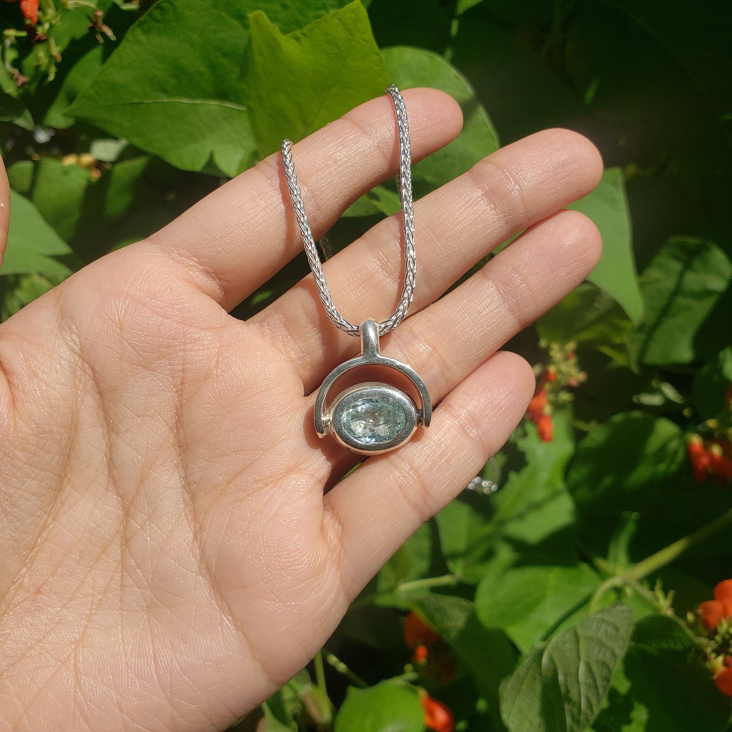 Aquamarine goose stamping pendant