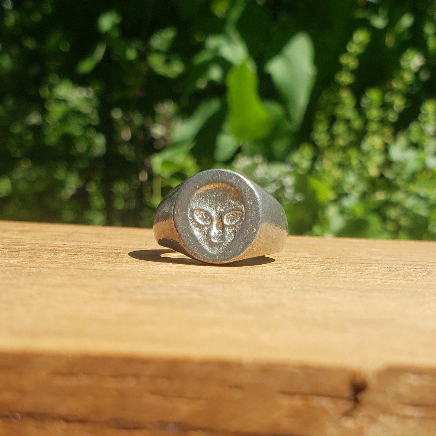 Alien face wax seal signet ring