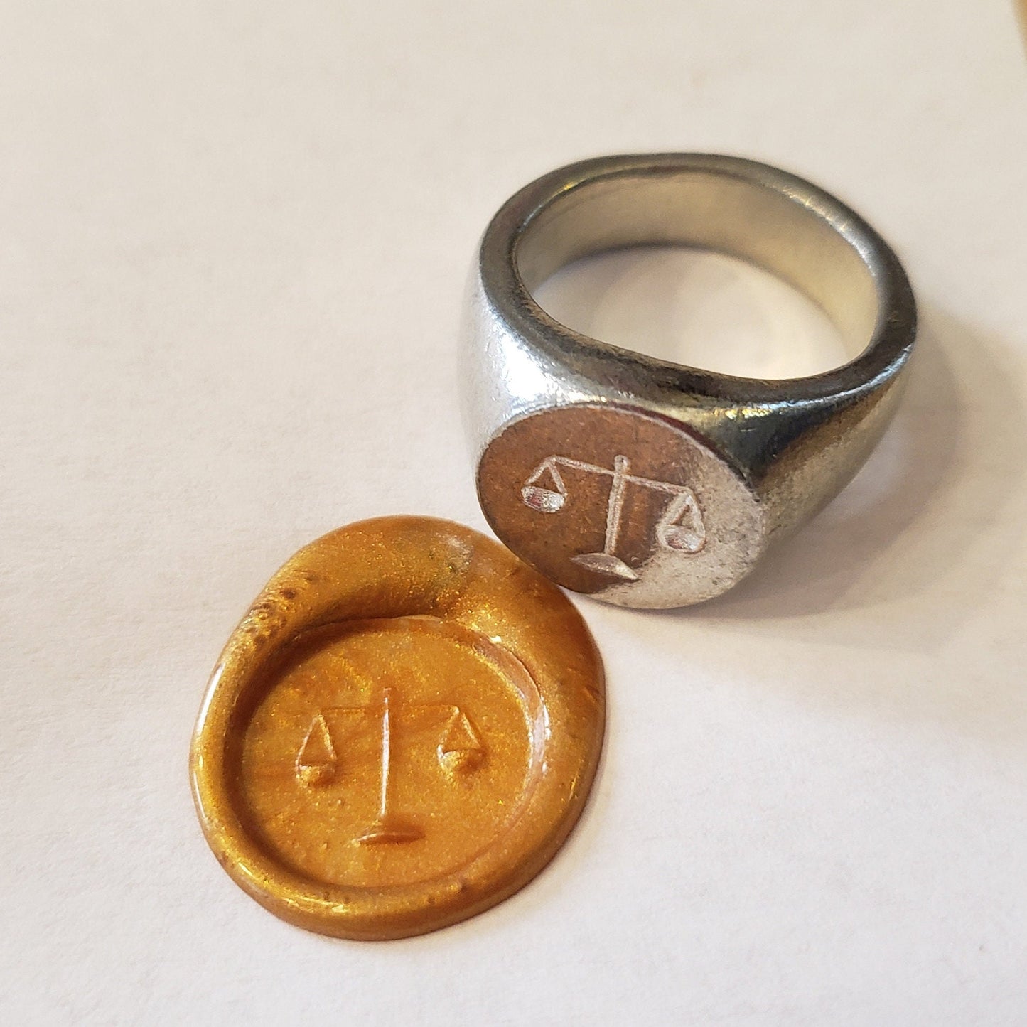 Balance Scales wax seal signet ring