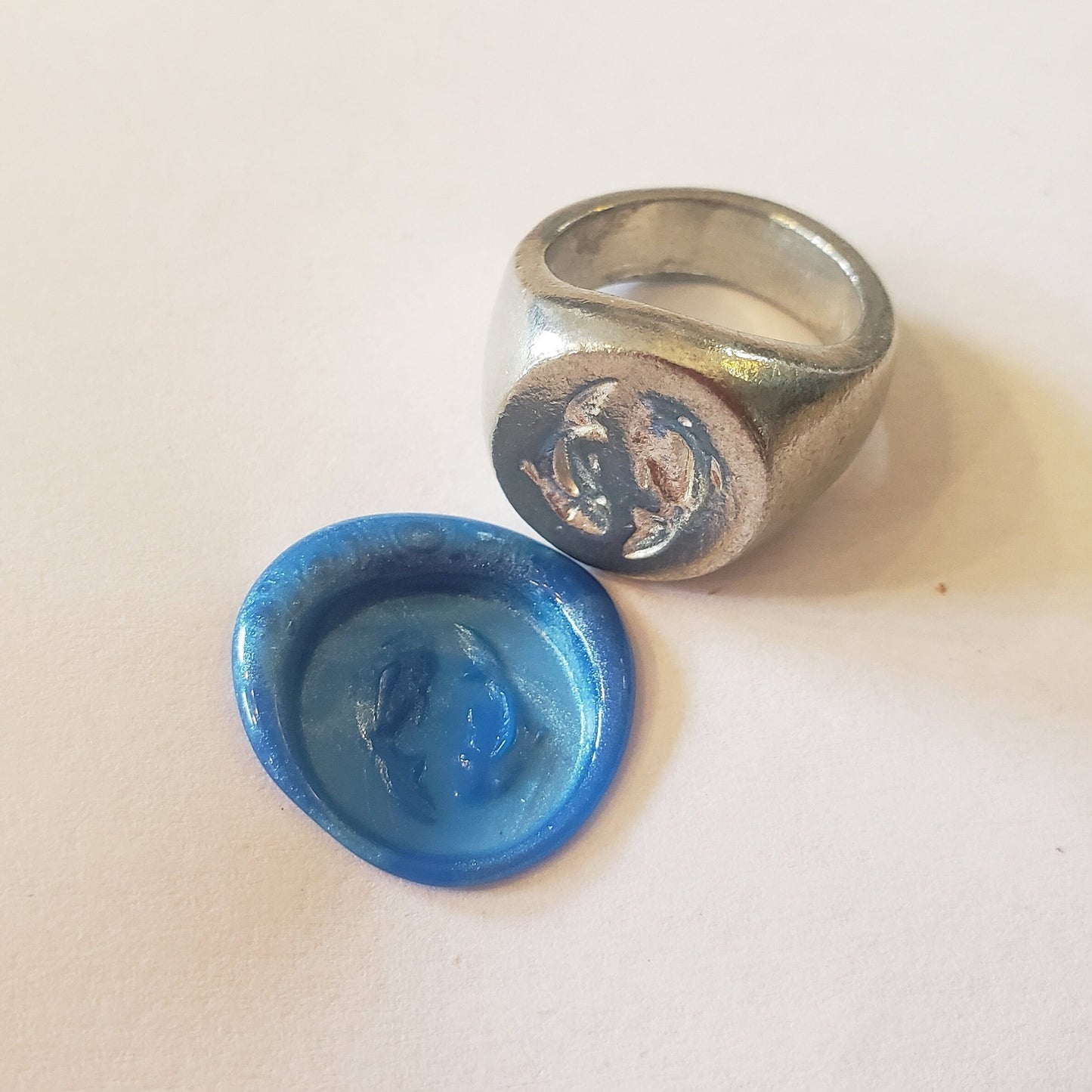 Pisces fish wax seal signet ring