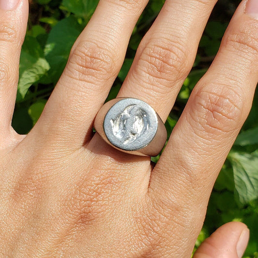 Pisces fish wax seal signet ring