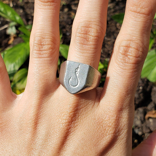 fish hook wax seal signet ring