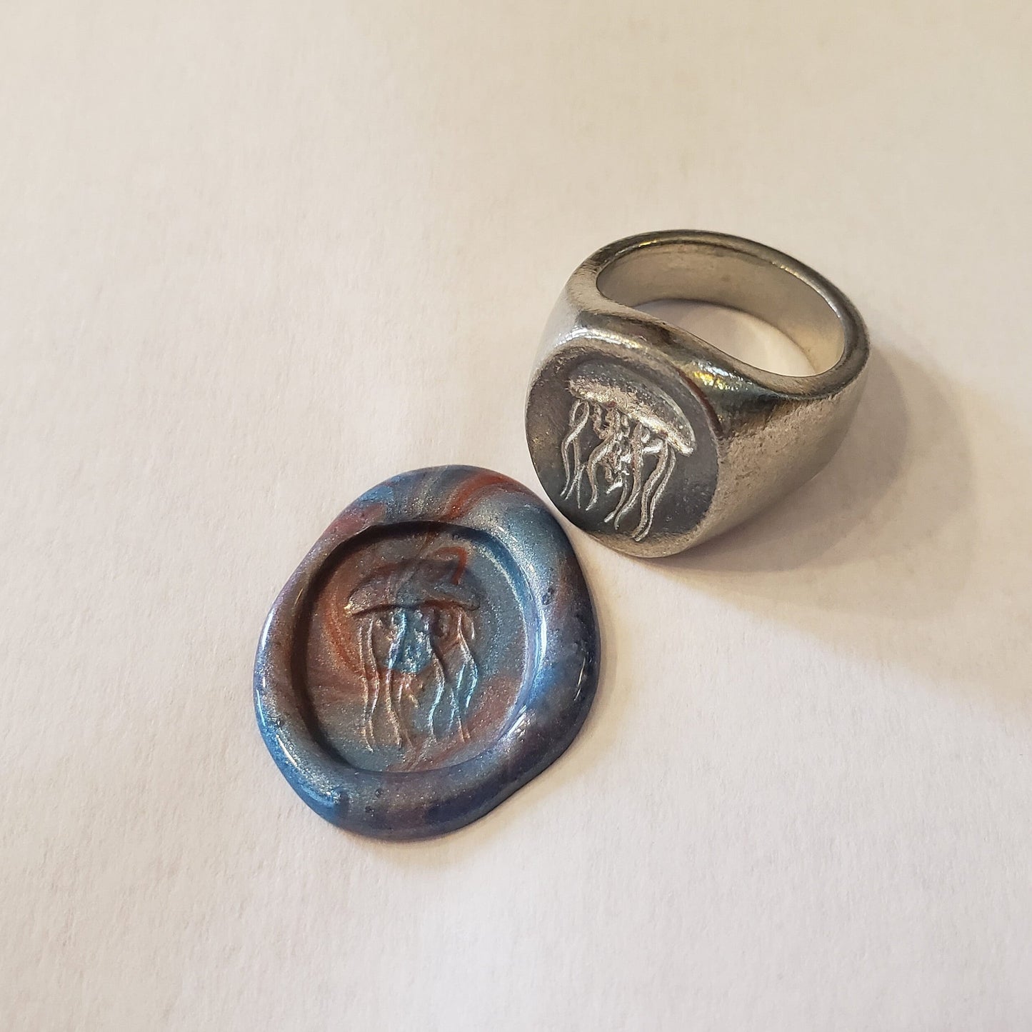 Jellyfish wax seal signet ring