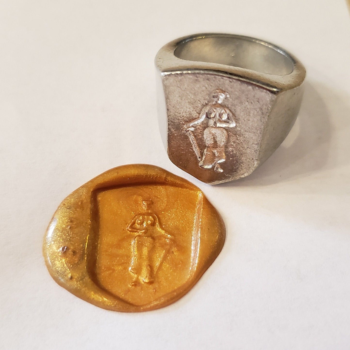 Lady Justice wax seal signet ring