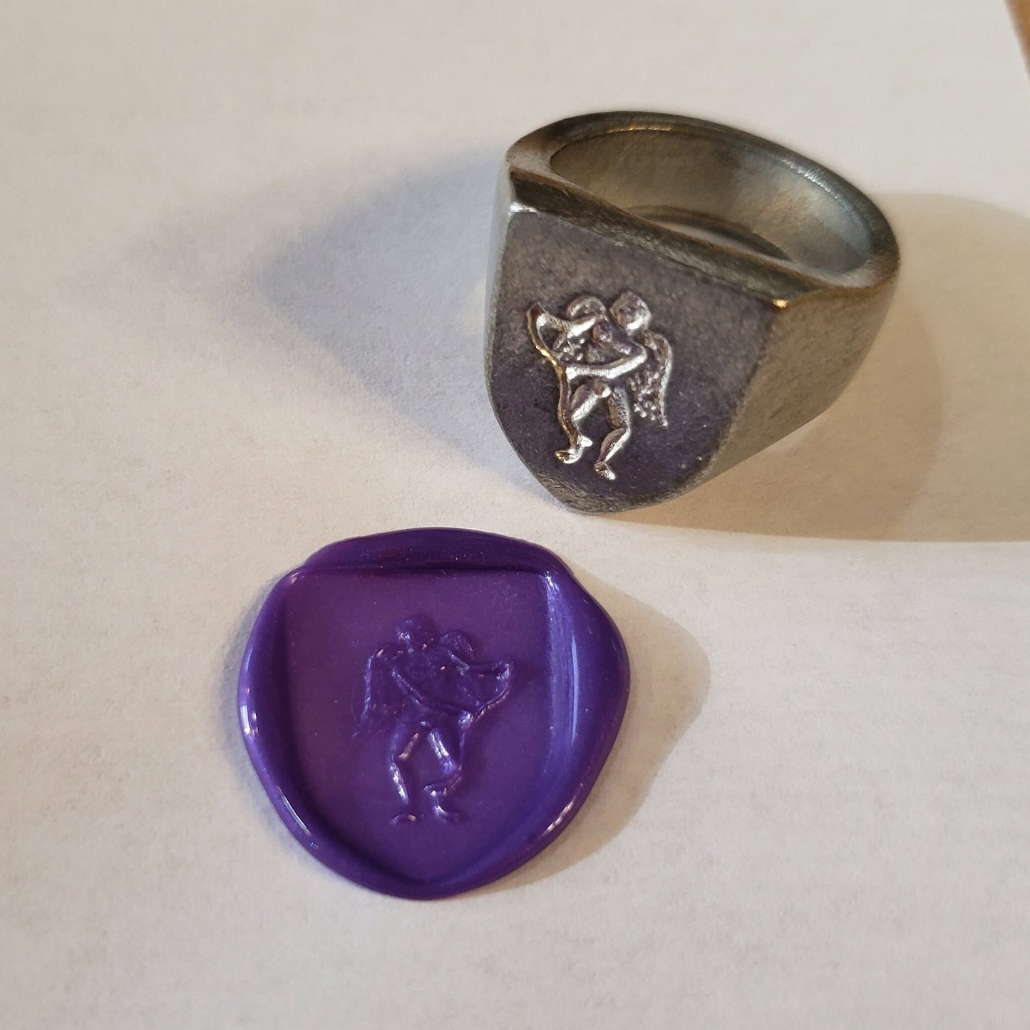 Eros bending his bow wax seal signet ring