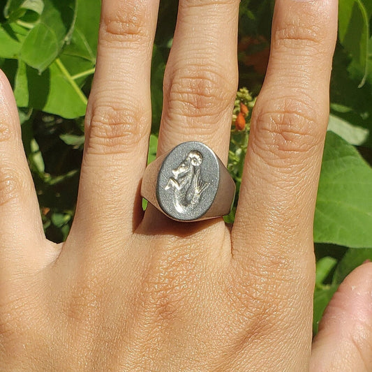 Capricorn wax seal signet ring