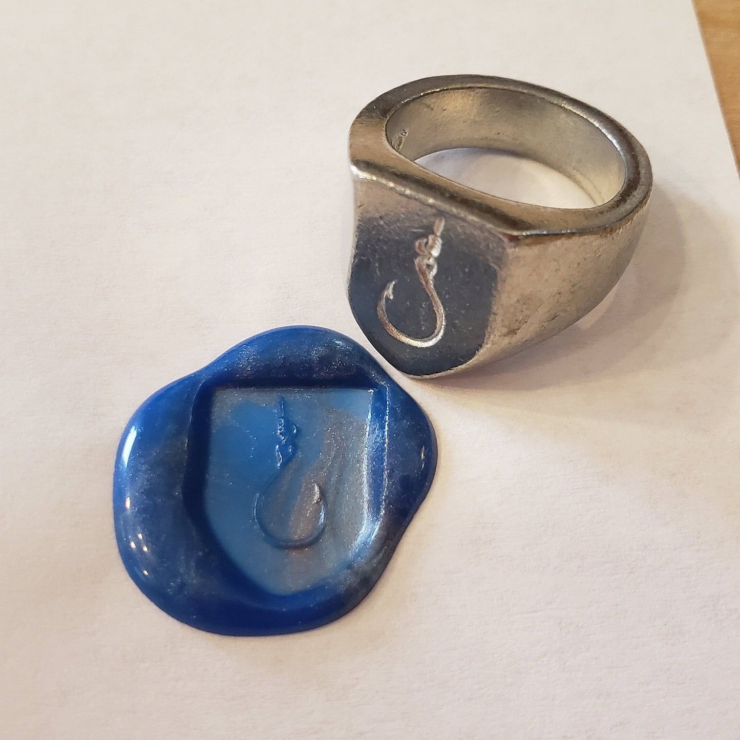 fish hook wax seal signet ring