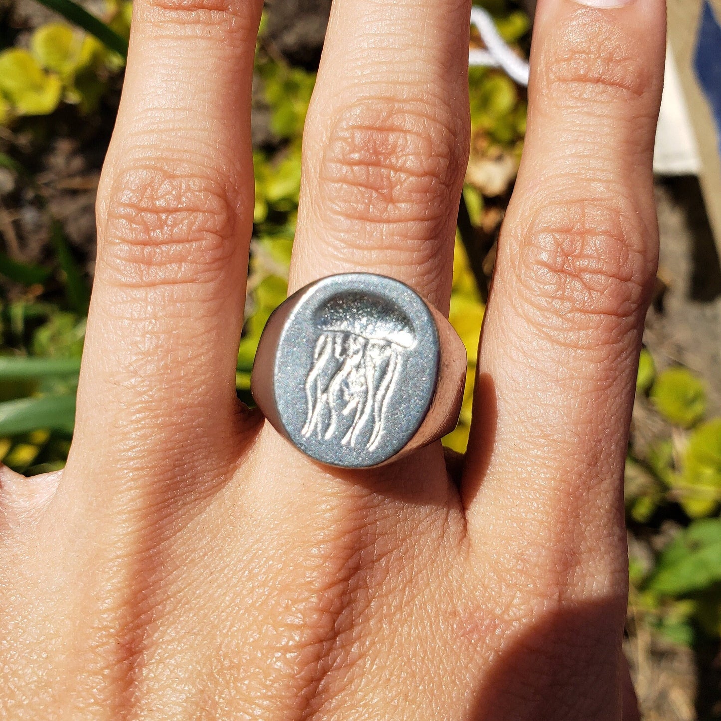 Jellyfish wax seal signet ring