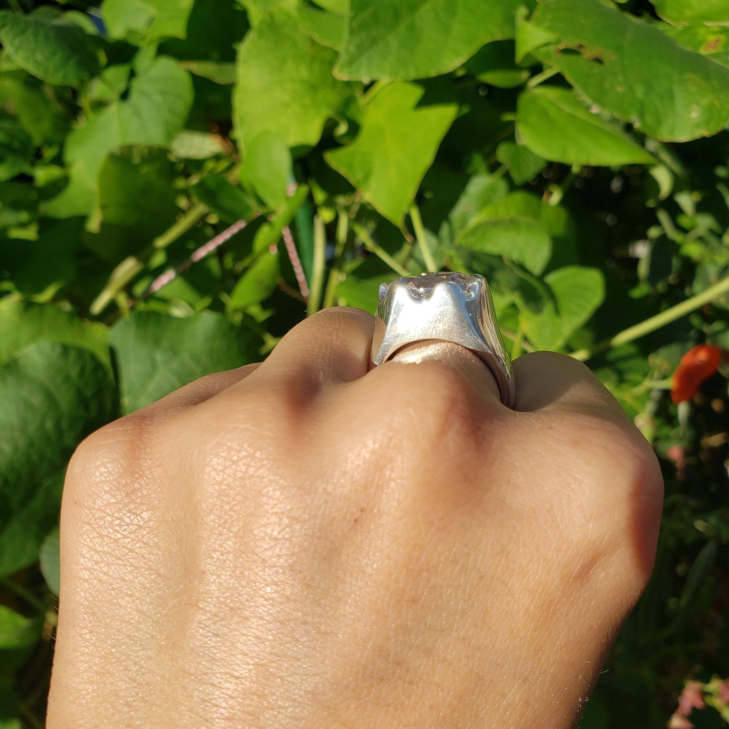 Goshenite bird silver ring