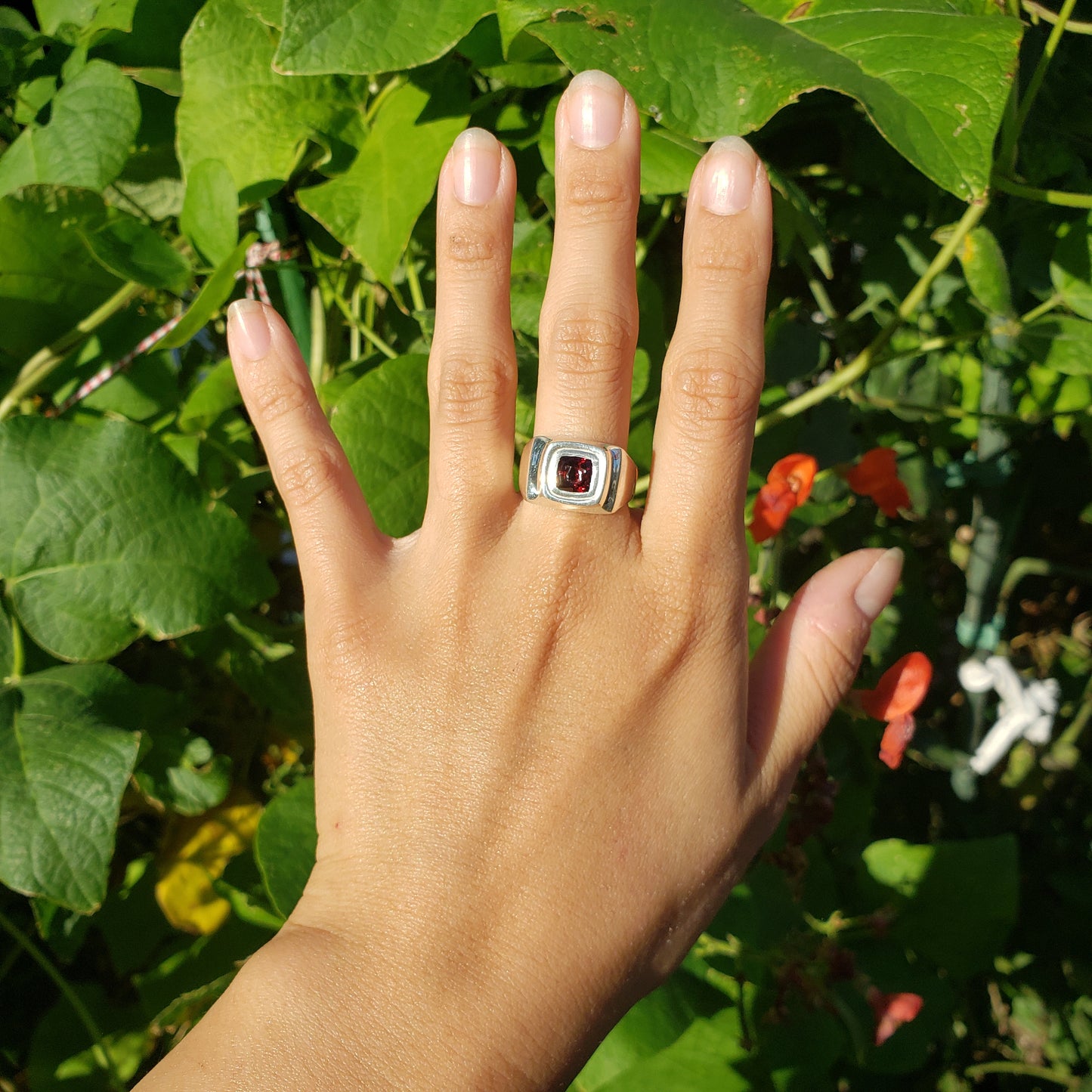 Pyrope ohm silver ring