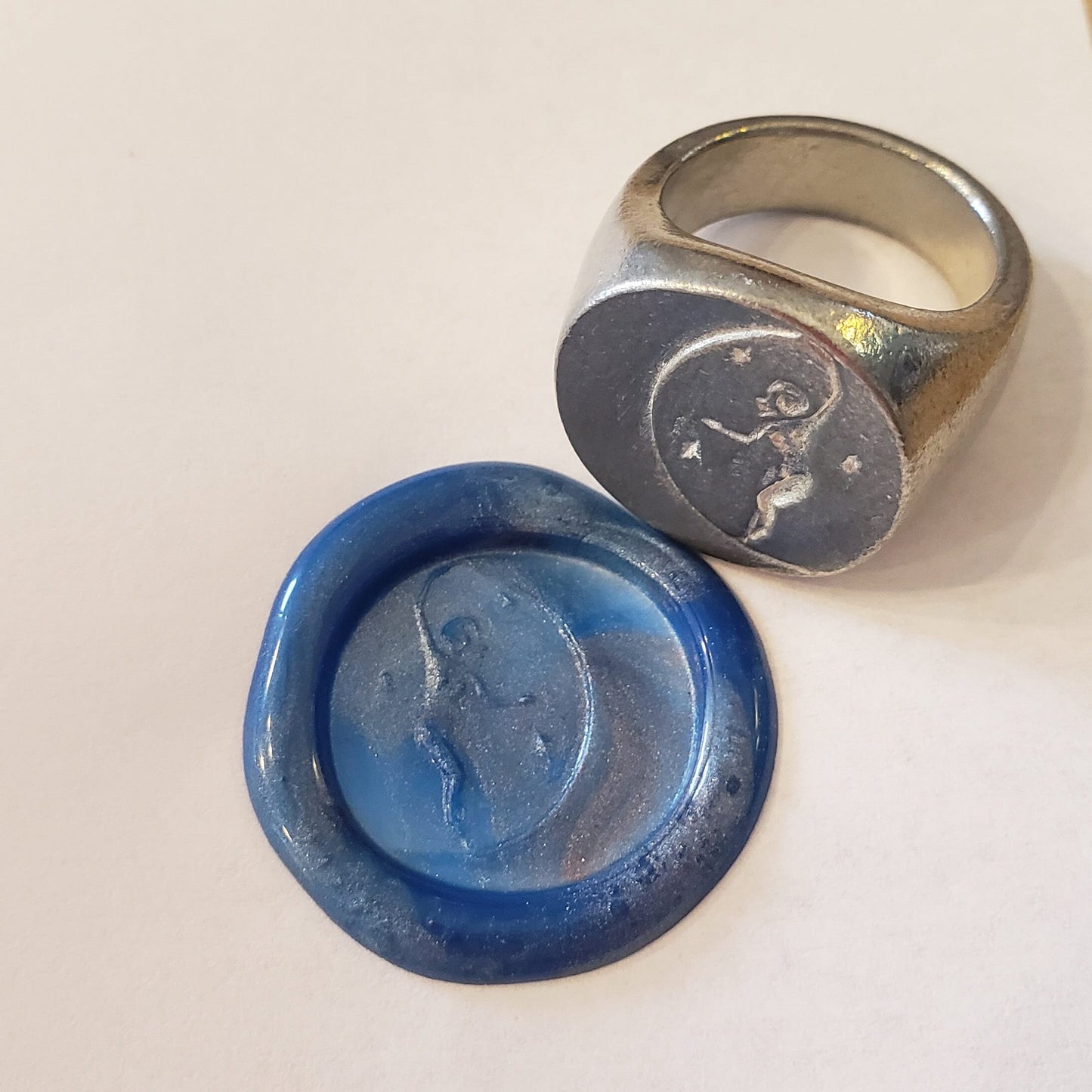 Moon dance wax seal signet ring