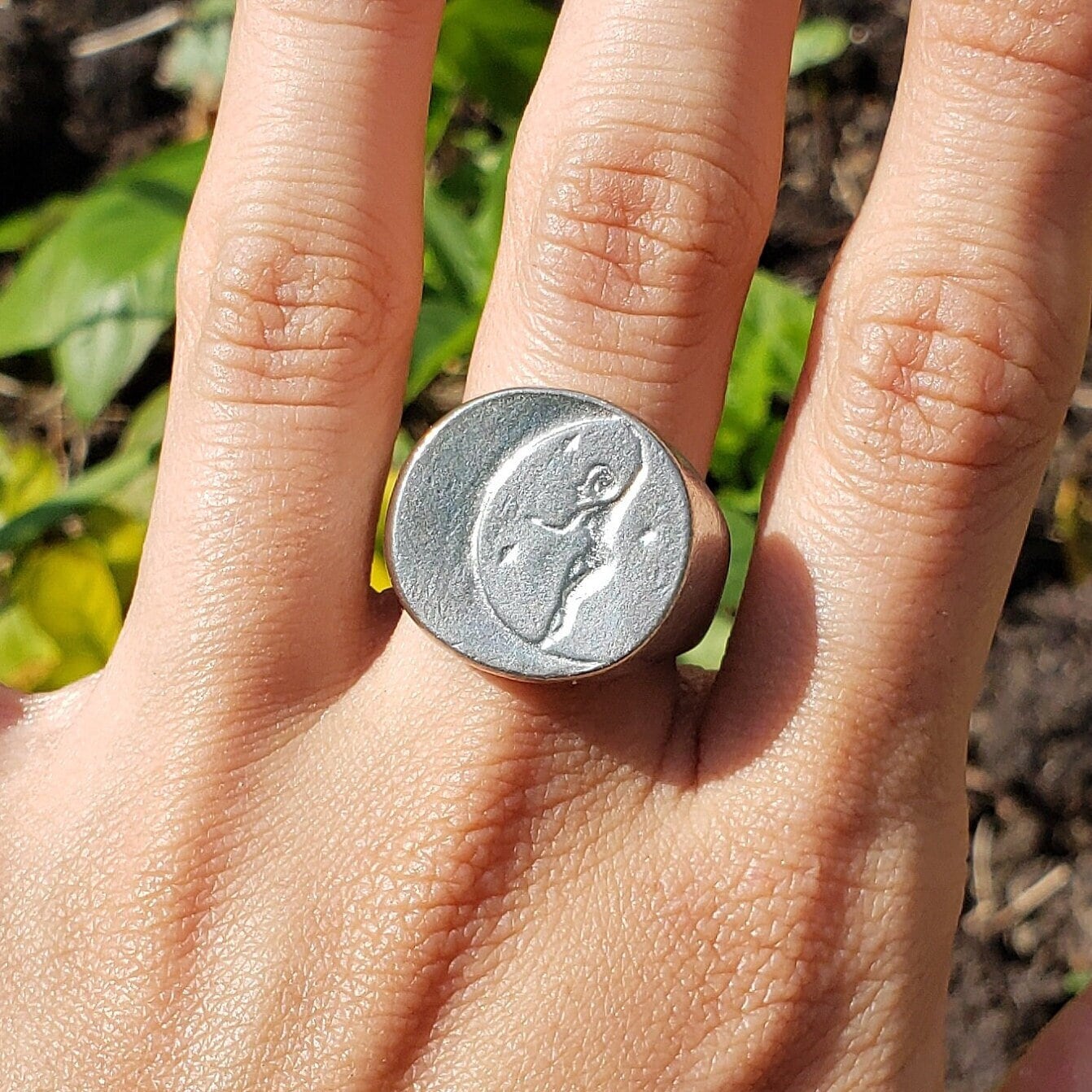 Moon dance wax seal signet ring