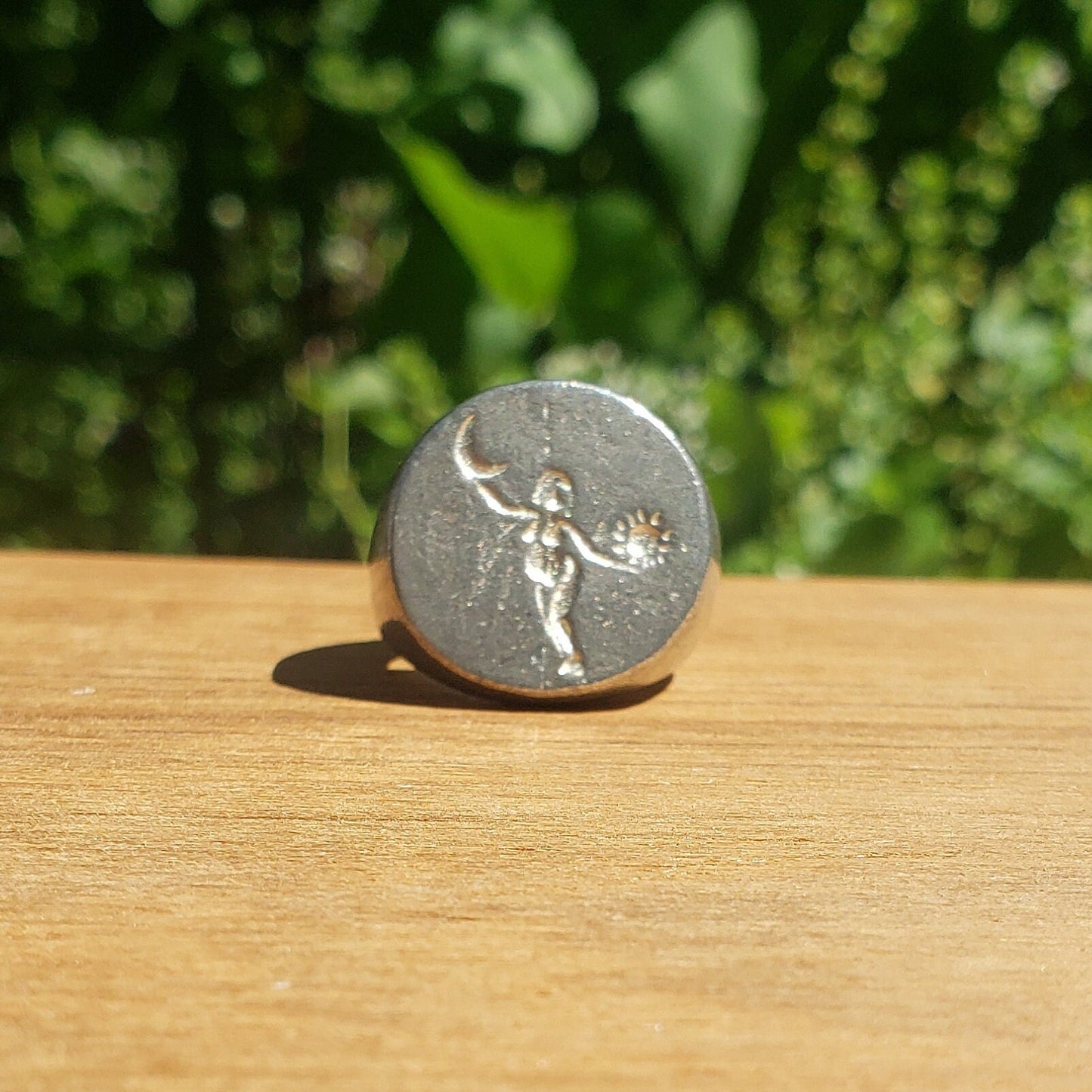 Sun and moon circle wax seal signet ring