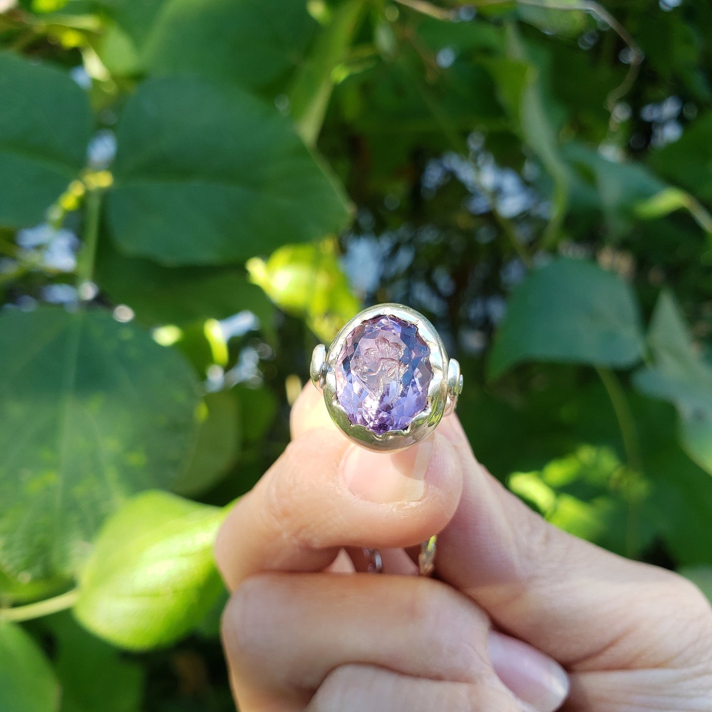 Flower fairy amethyst seal pendant