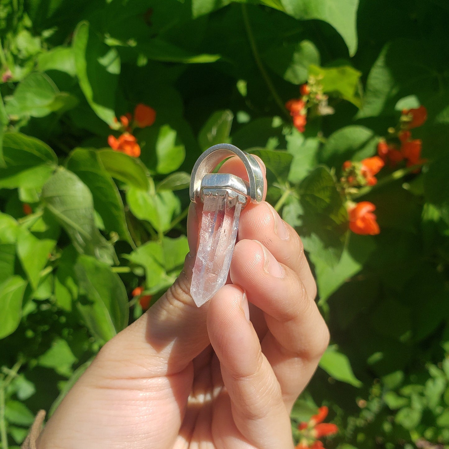 Raw crystal foot pendant