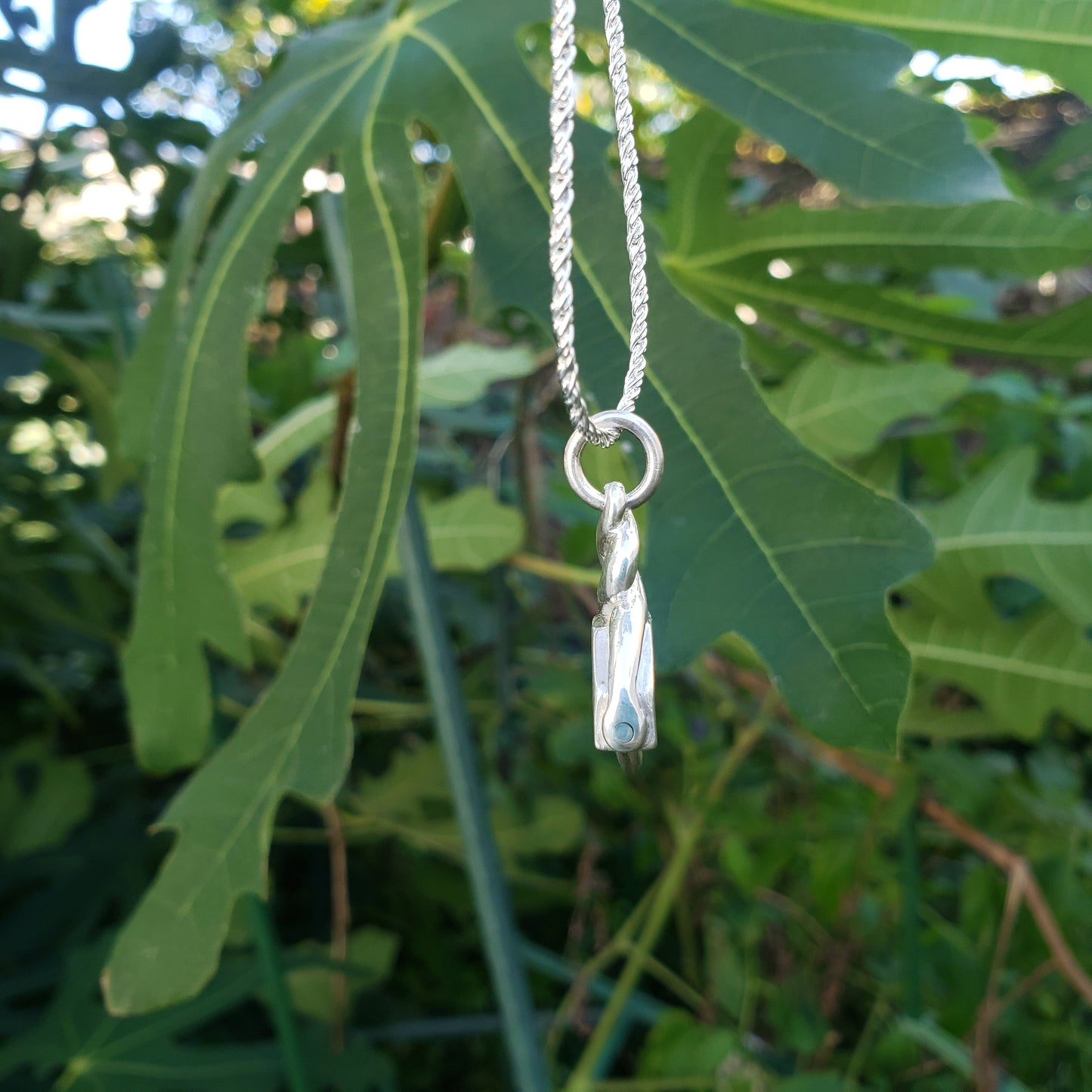 Natural zircon double snake stamping pendant