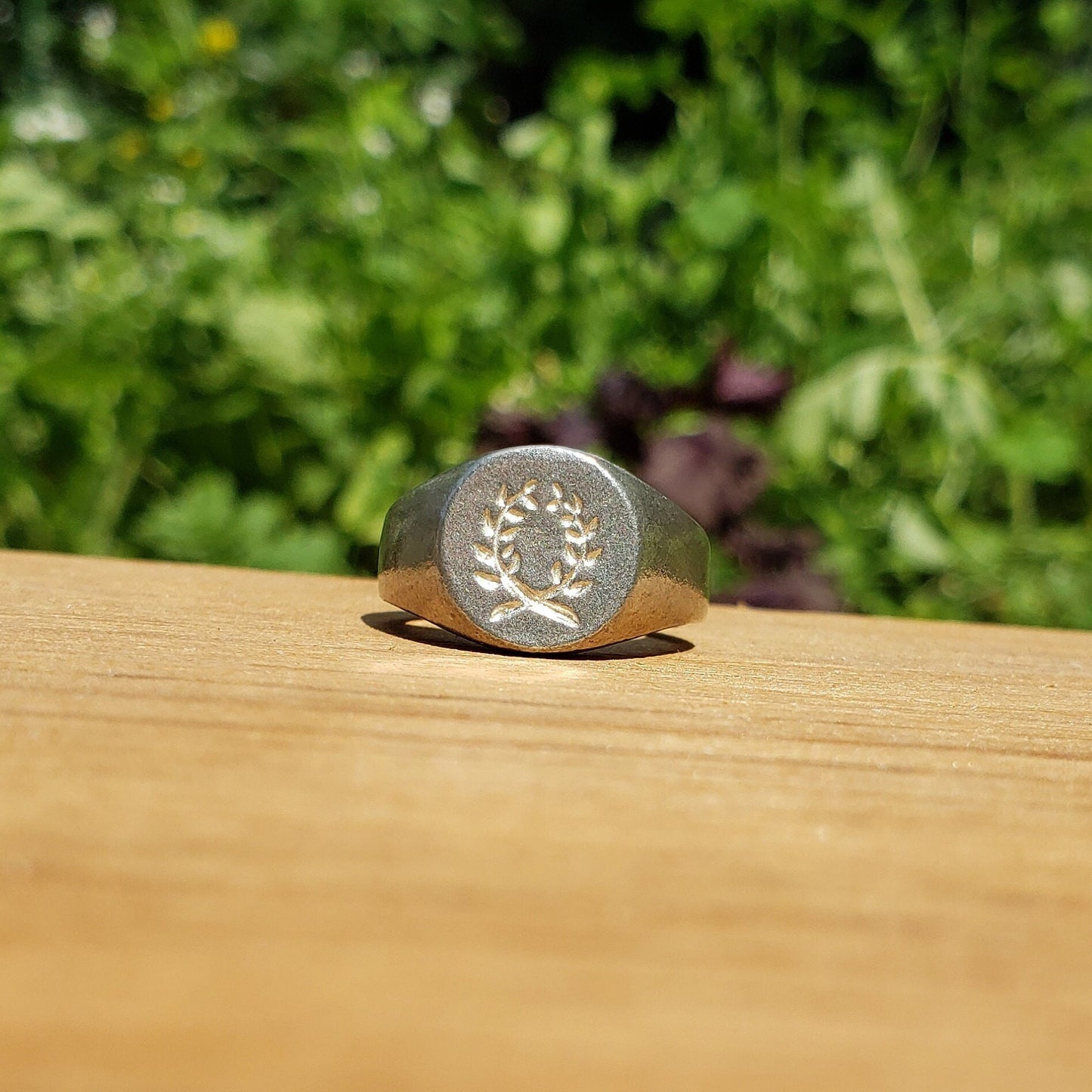 Laurel wreath wax seal signet ring