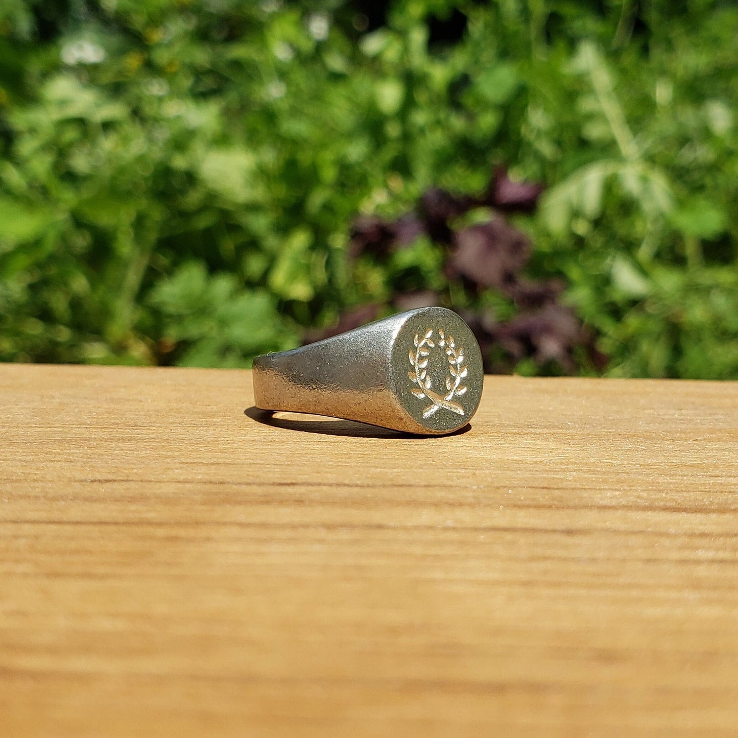 Laurel wreath wax seal signet ring