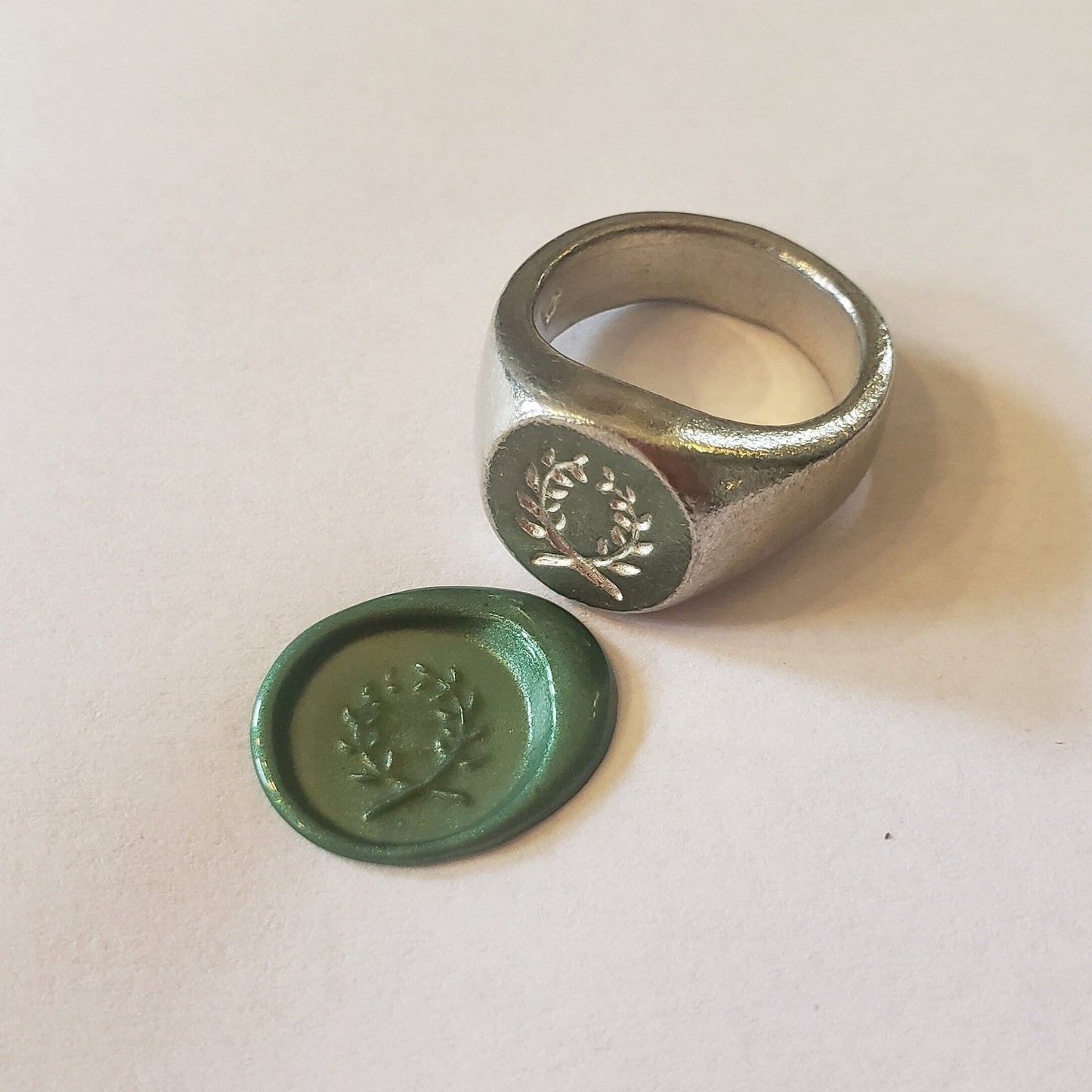 Laurel wreath wax seal signet ring