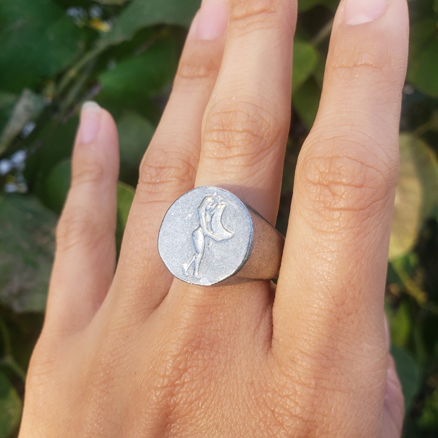 Embracing the moon wax seal signet ring