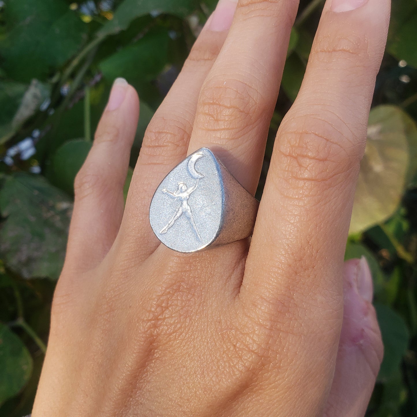 Hanging on the moon wax seal signet ring