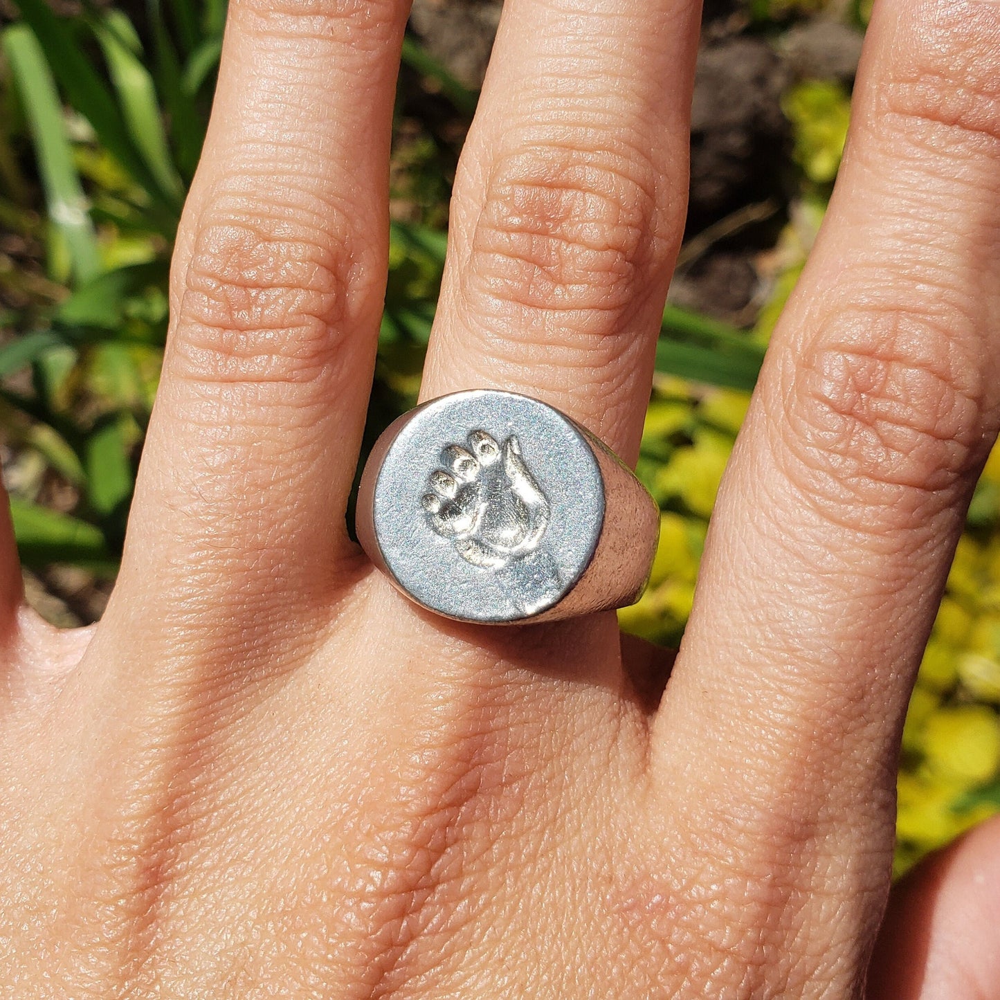 Heart in hand wax seal signet ring