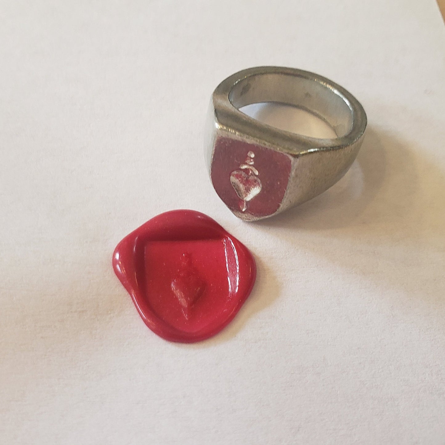 Heart dagger wax seal signet ring