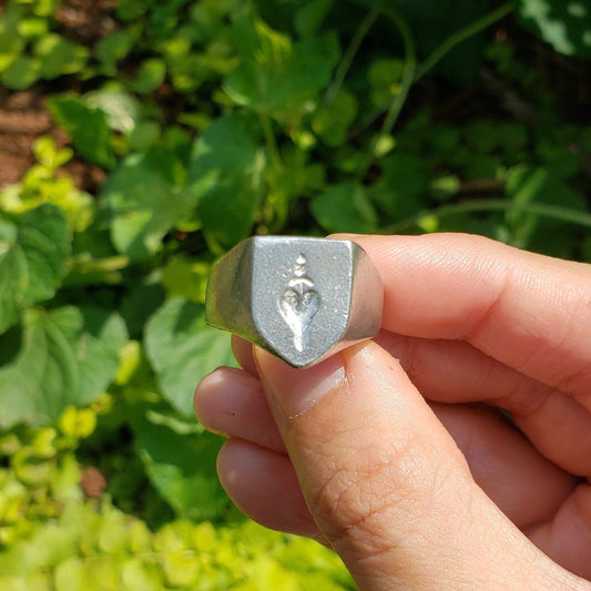 Heart dagger wax seal signet ring