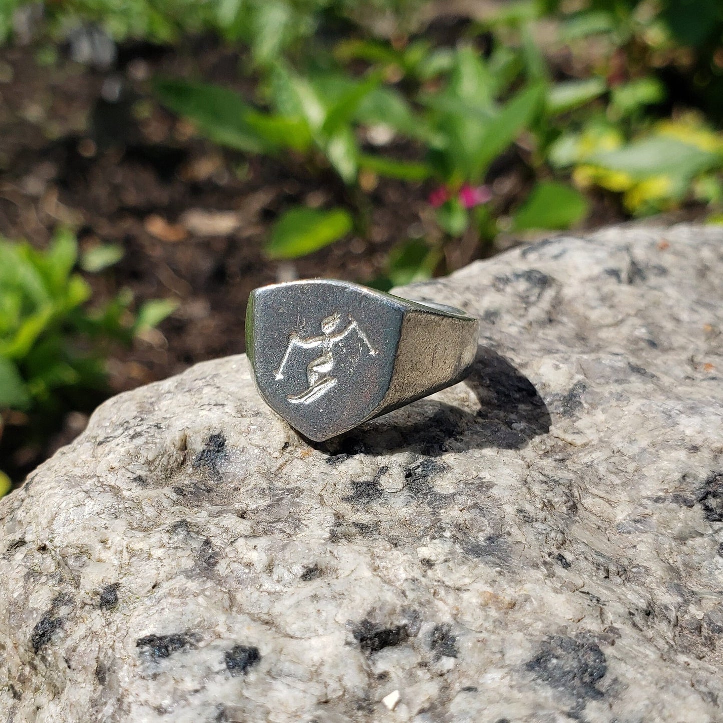 Ski jump wax seal signet ring