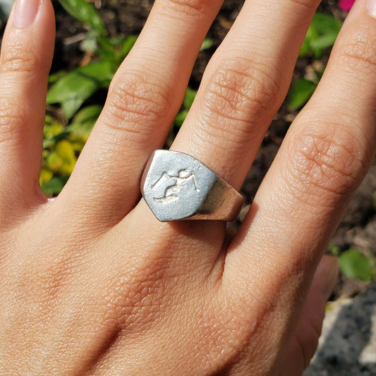 Ski jump wax seal signet ring