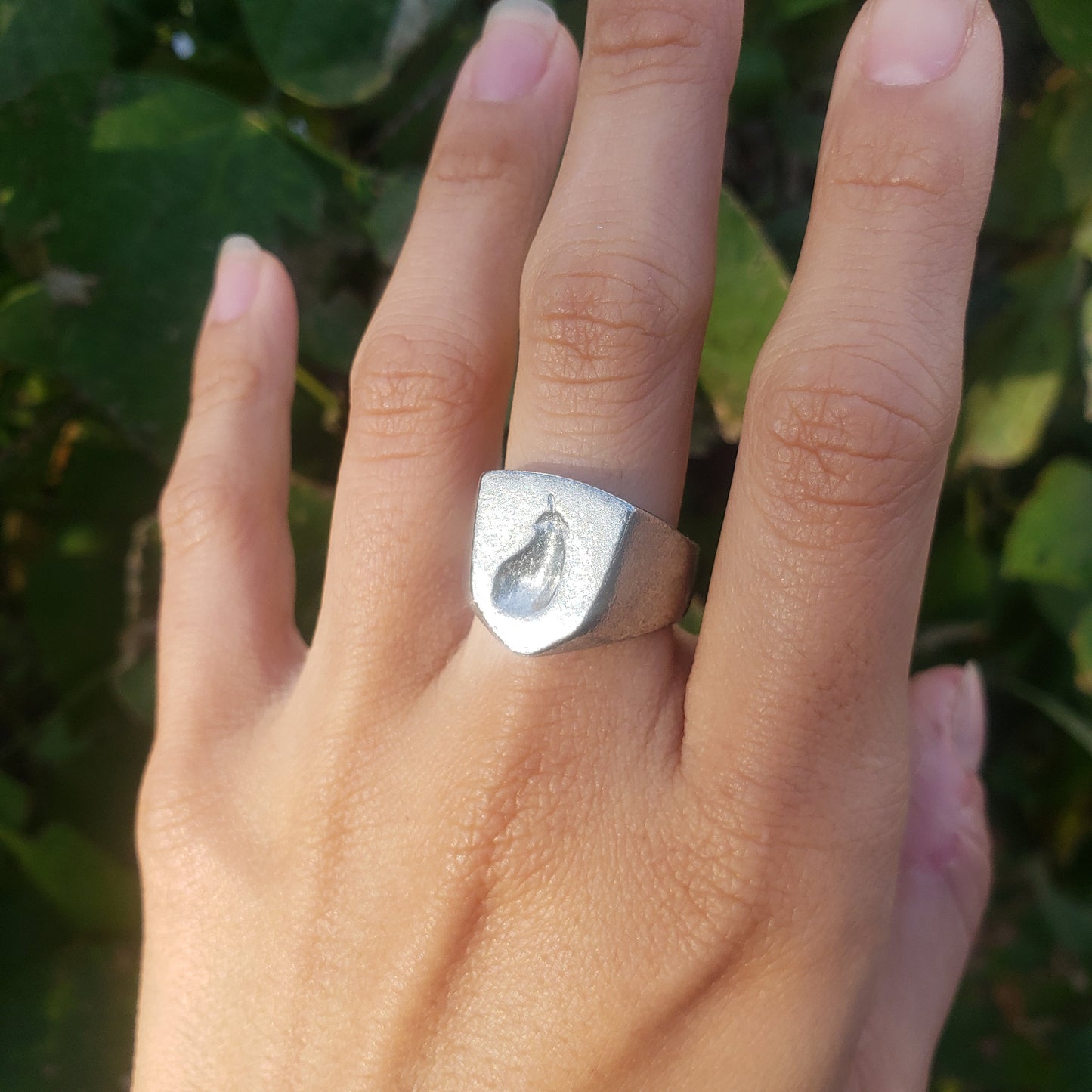 Eggplant wax seal signet ring