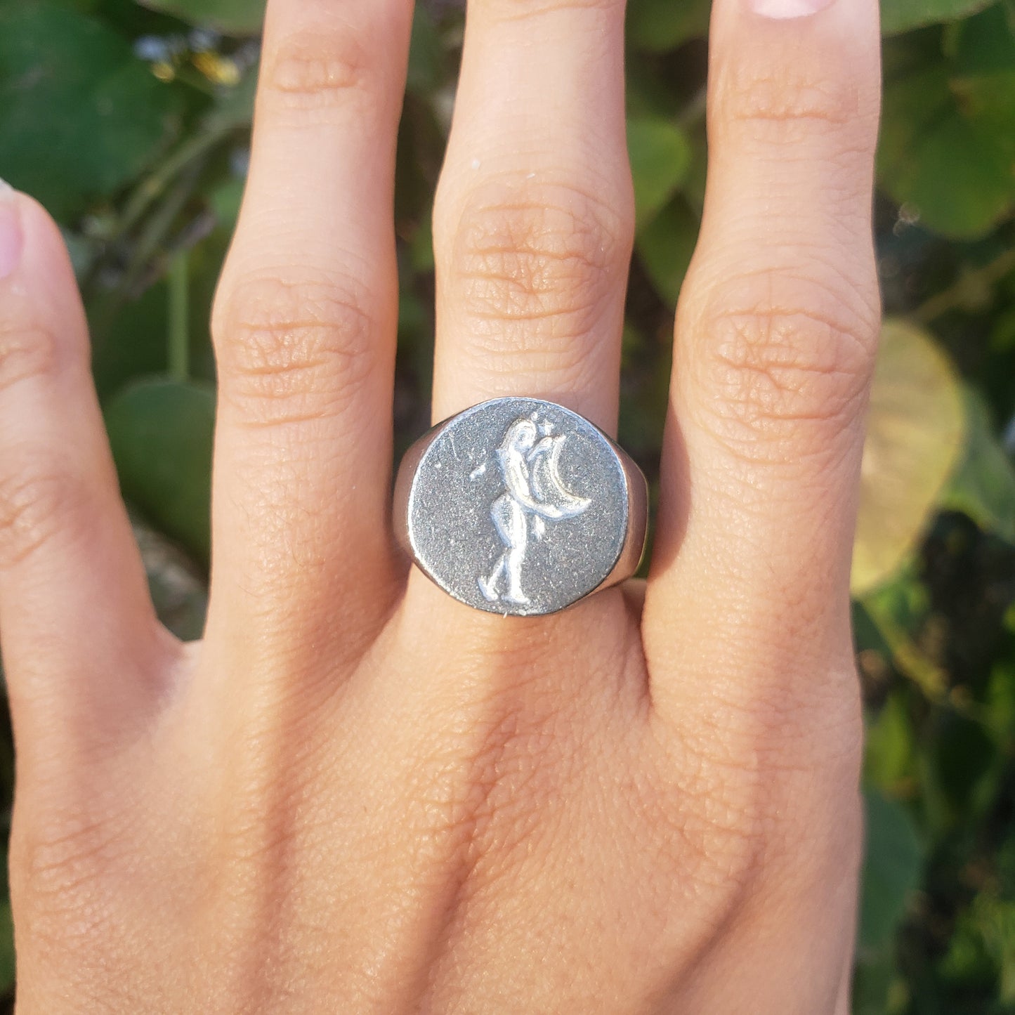 Embracing the moon wax seal signet ring