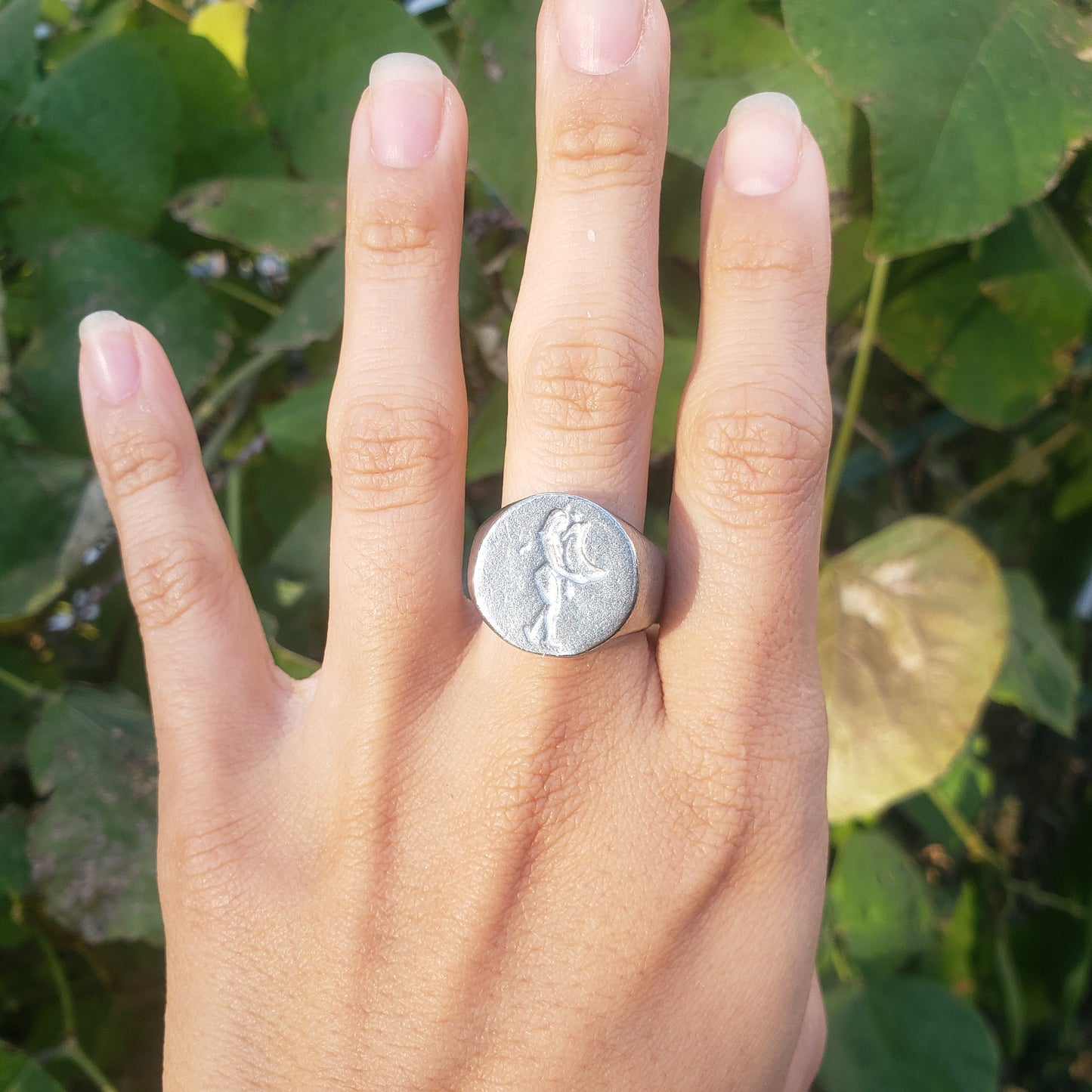 Embracing the moon wax seal signet ring