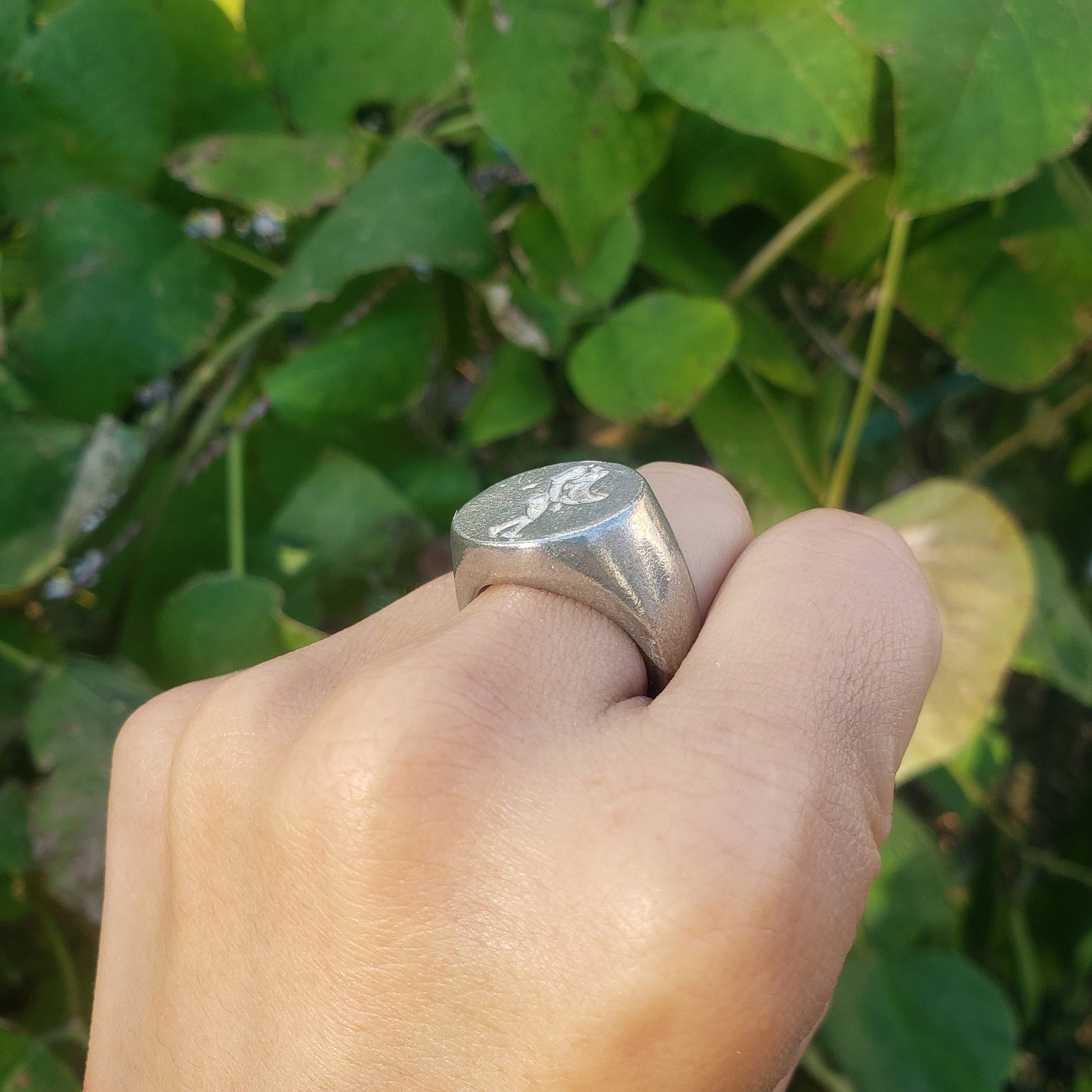 Embracing the moon wax seal signet ring