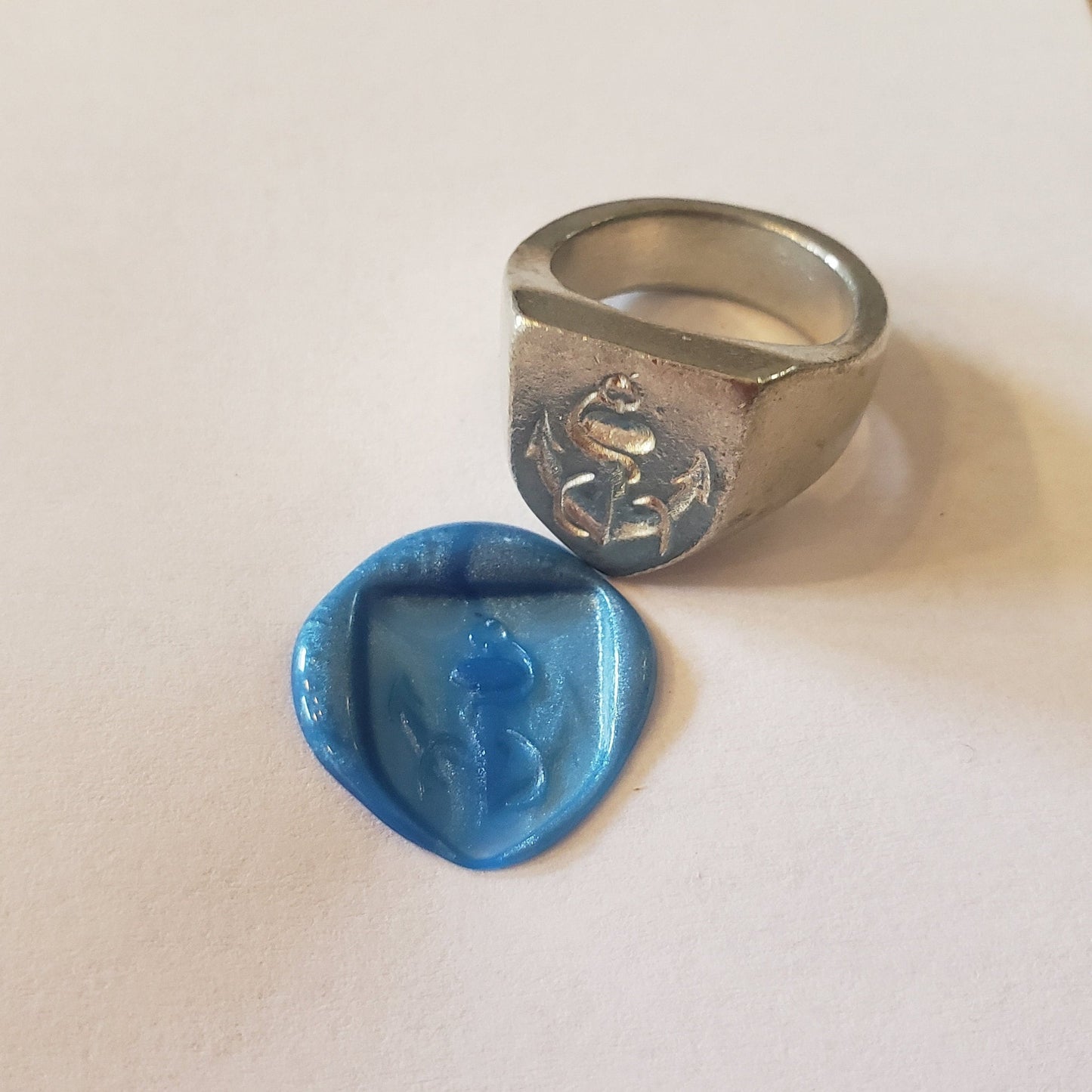 Anchor wax seal signet ring