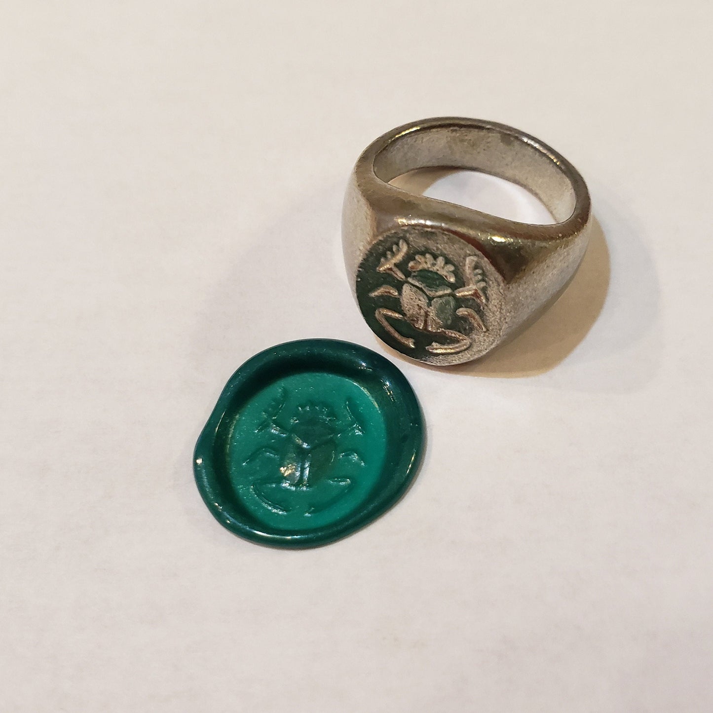 Scarab wax seal signet ring