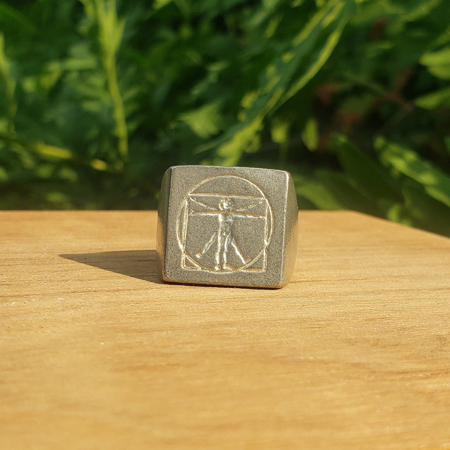 Vitruvian man wax seal signet ring