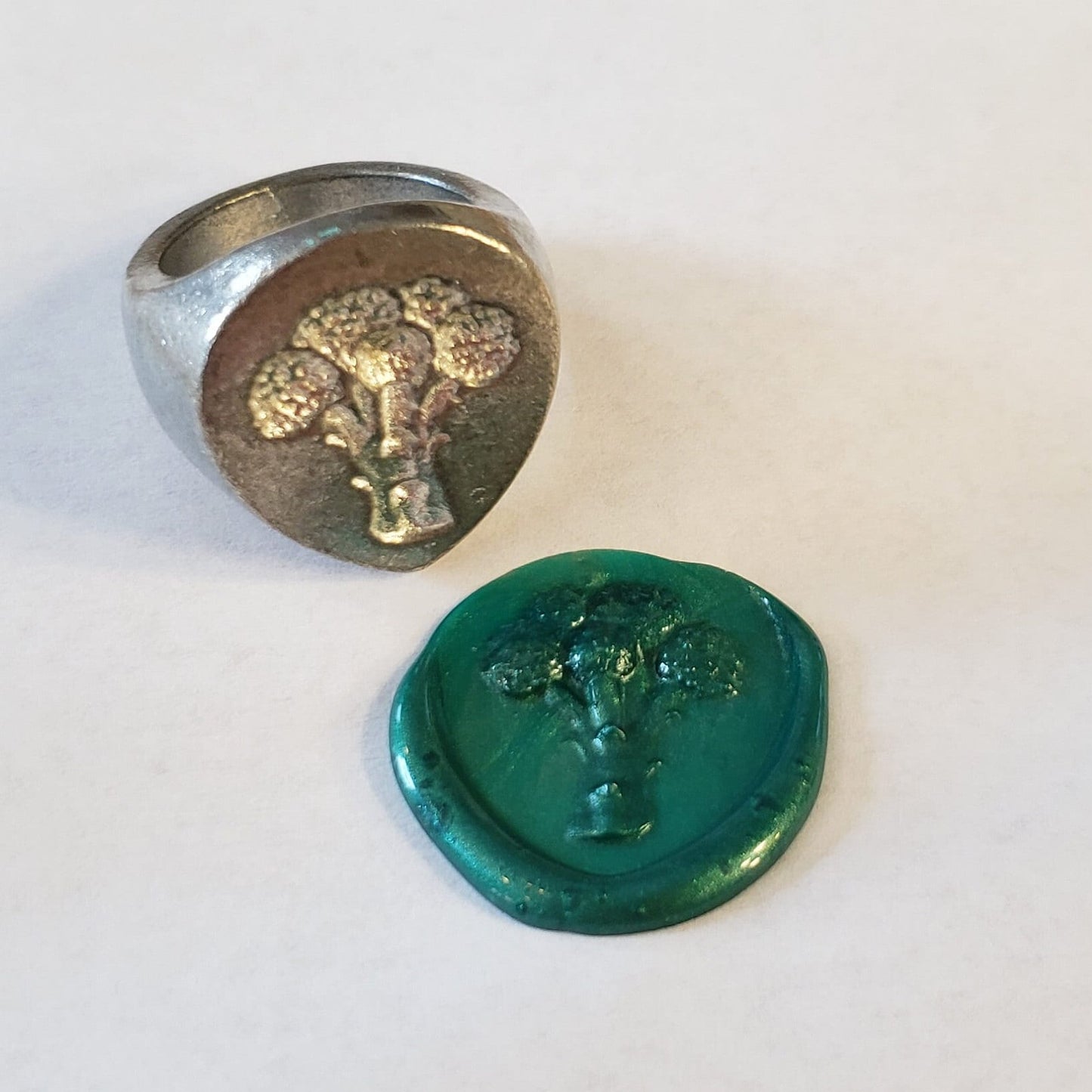 Broccoli wax seal signet ring