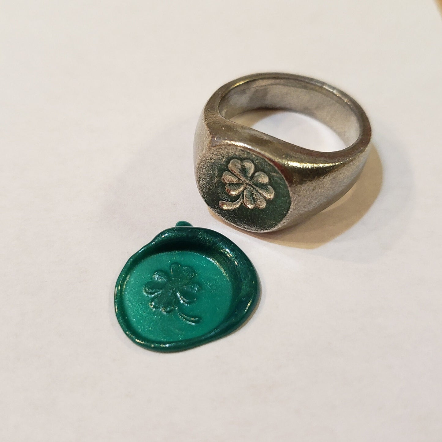 Clover wax seal signet ring