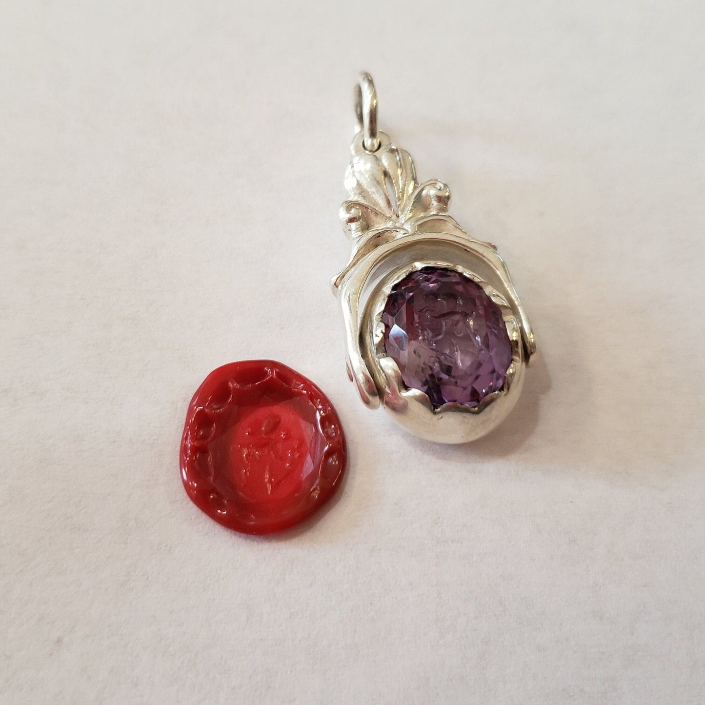 Flower fairy amethyst seal pendant