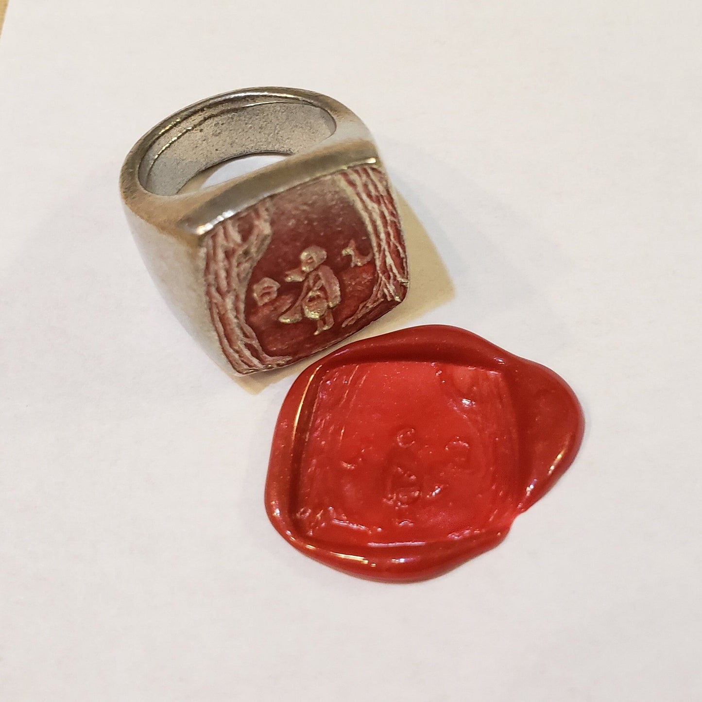 Little red riding hood wax seal signet ring