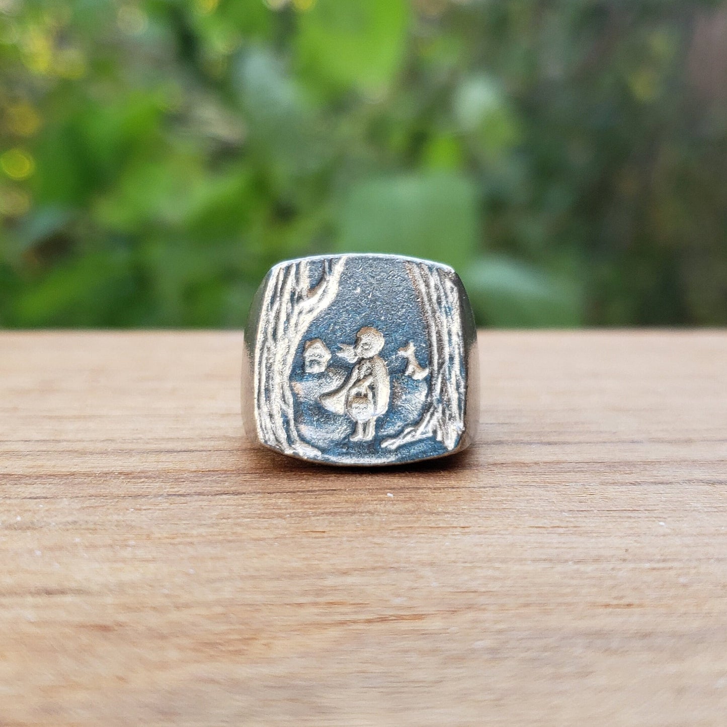 Little red riding hood wax seal signet ring