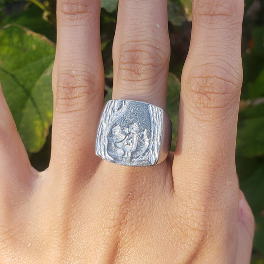 Little red riding hood wax seal signet ring