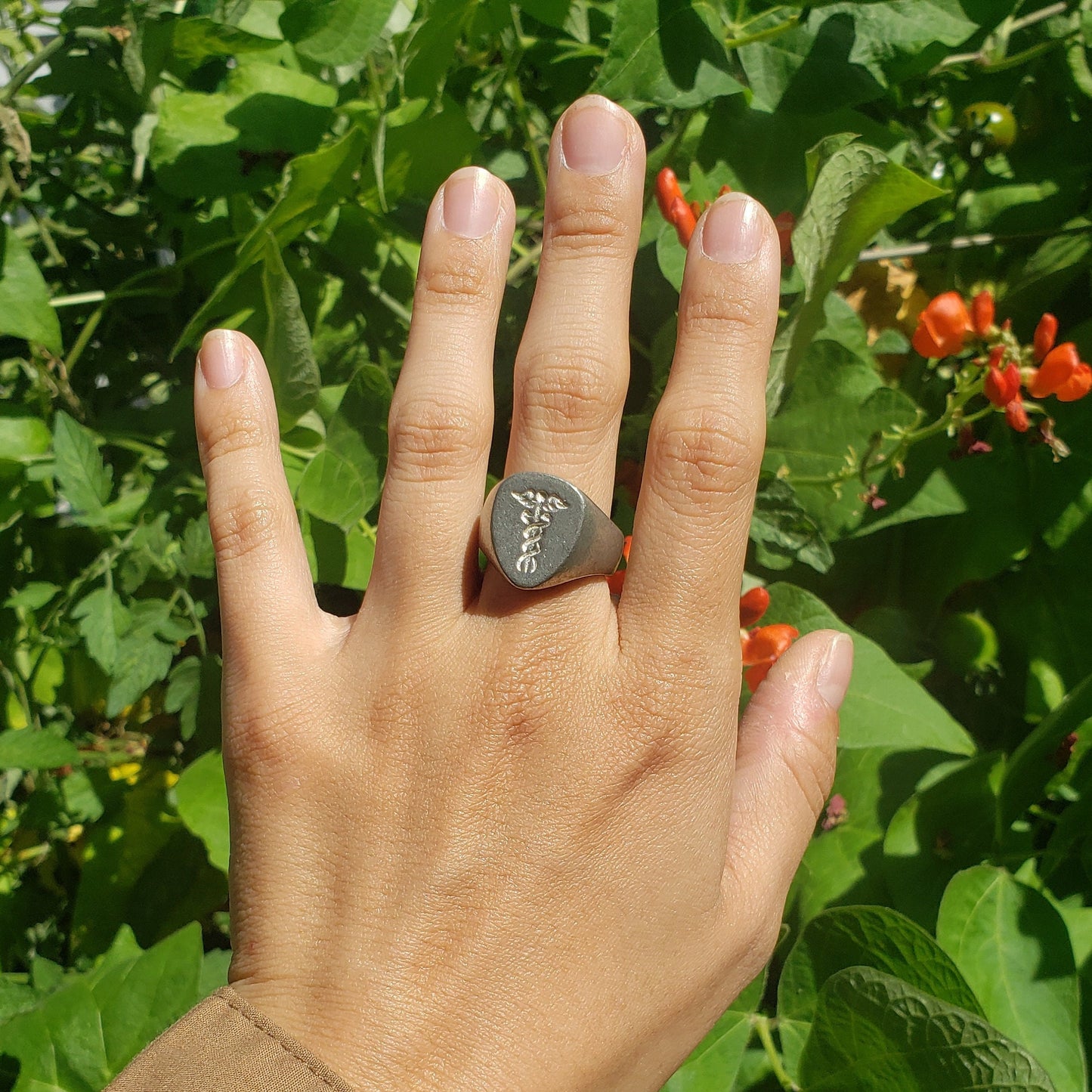 Caduceus wax seal signet ring