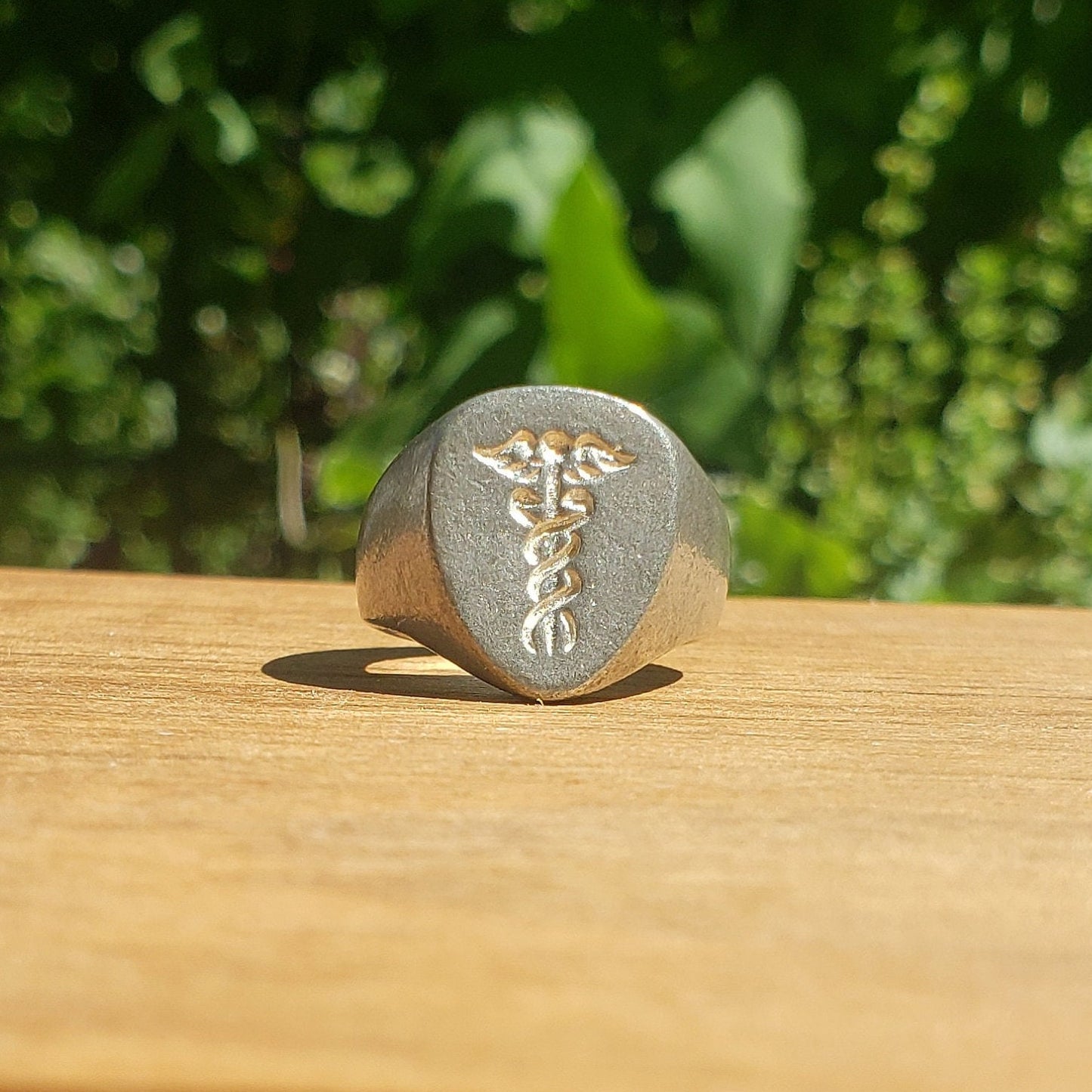 Caduceus wax seal signet ring