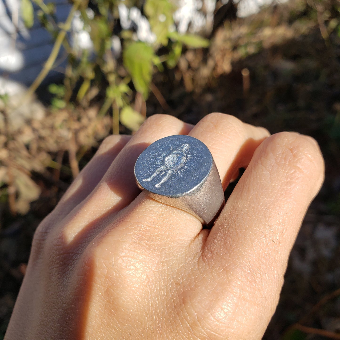 Embracing the sun wax seal signet ring