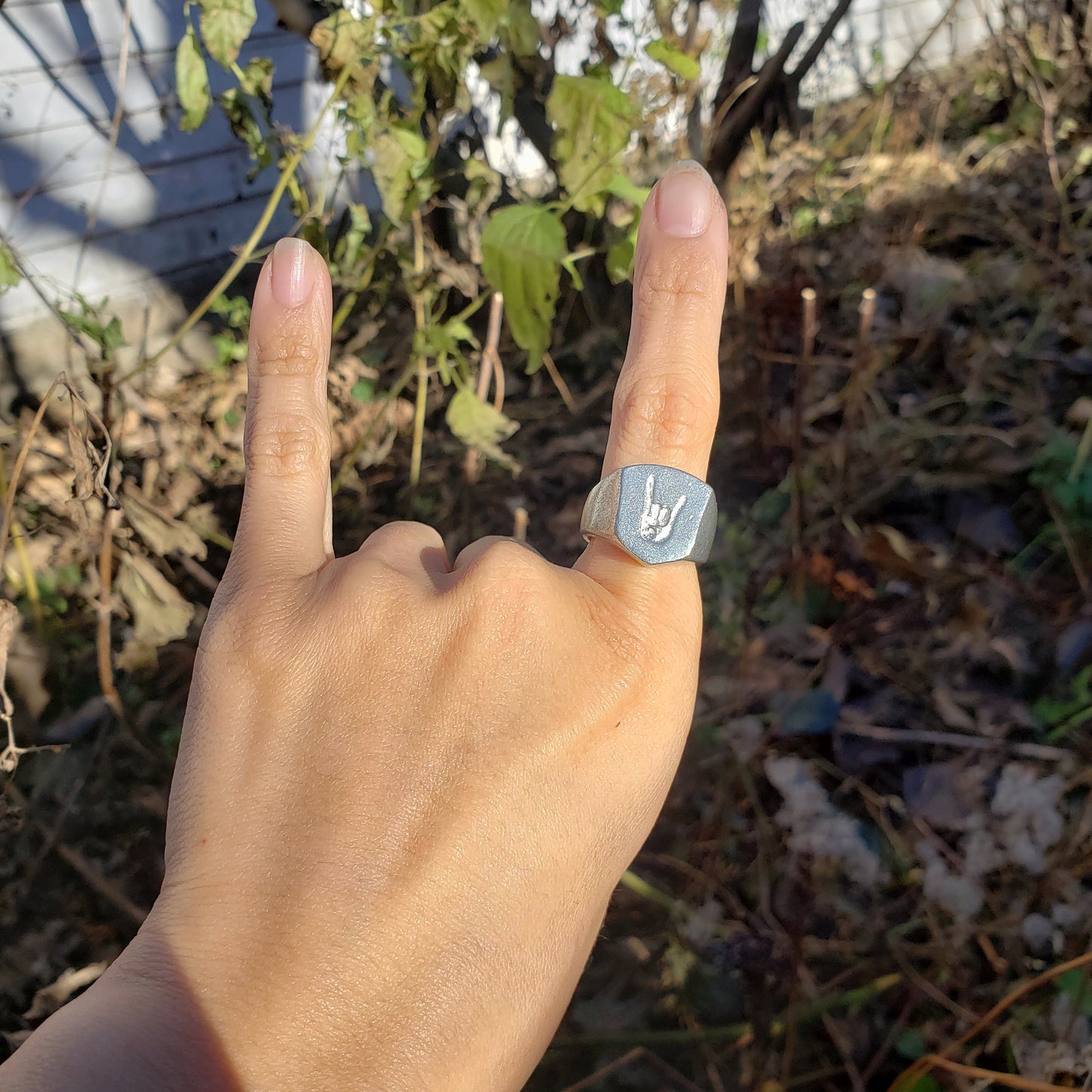 Hand horn wax seal signet ring