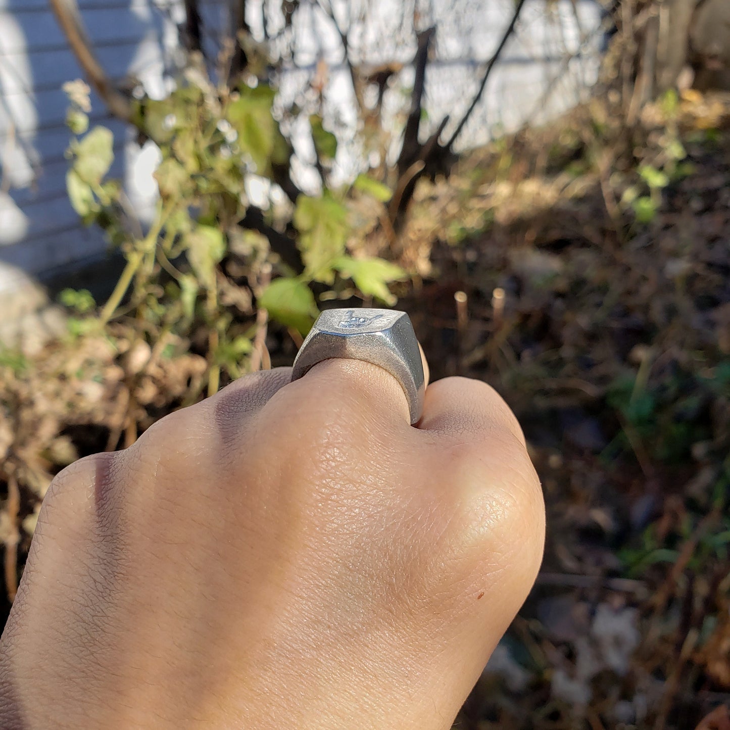 Hand horn wax seal signet ring