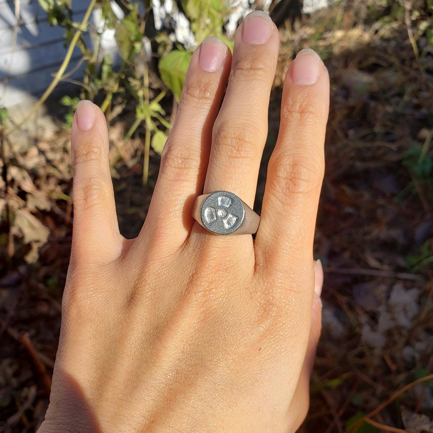 Nuclear warning wax seal signet ring