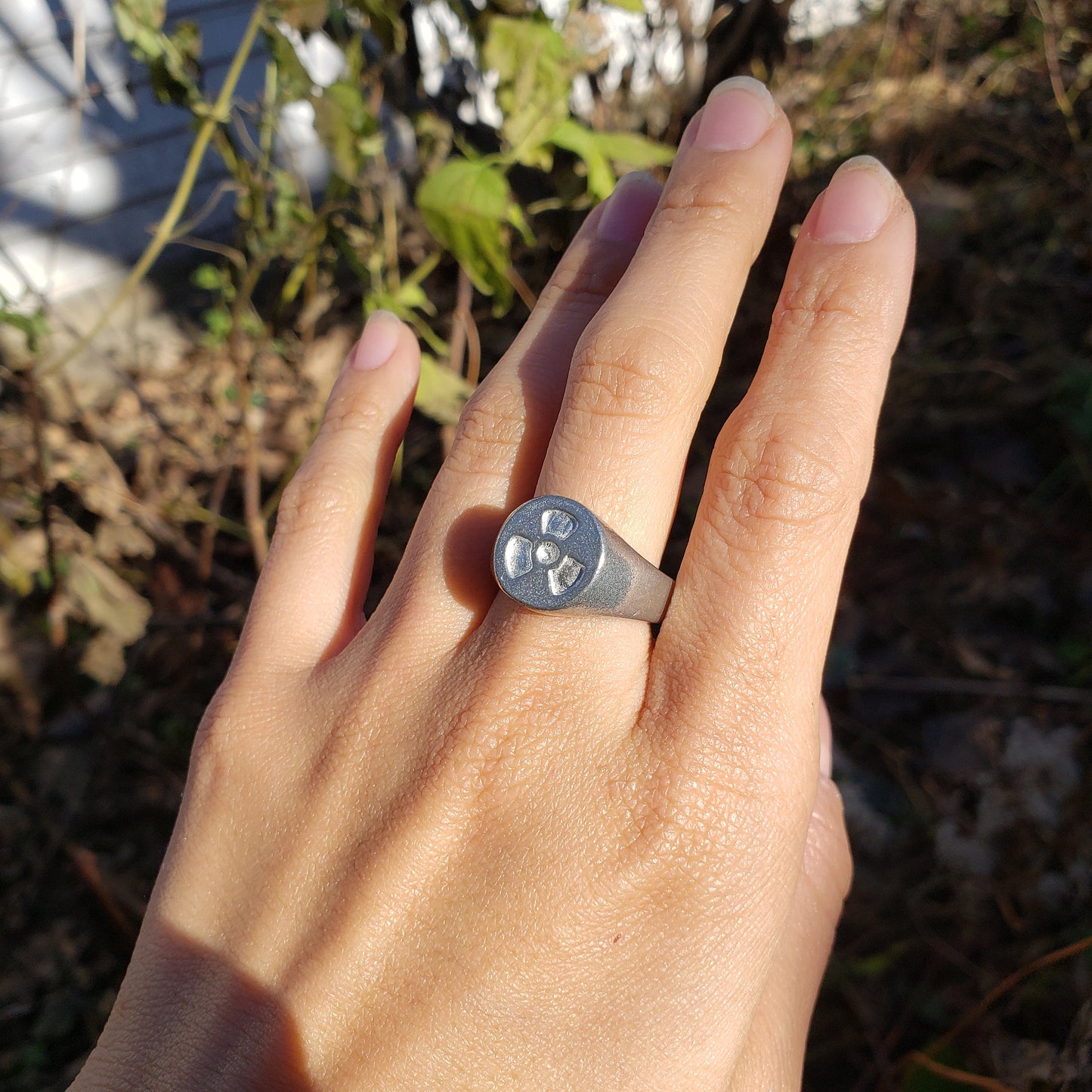 Nuclear warning wax seal signet ring